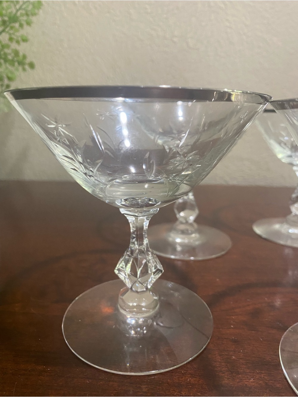 Vintage, Set of 5, Tiffin Crystal Franciscan Champagne Coupes
